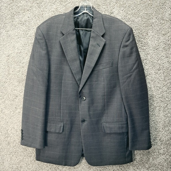 J.D. Christopher Other - JD Christopher Mens 42R Grey Windowpane Plaid 100% Wool 2-Button Blazer Jacket